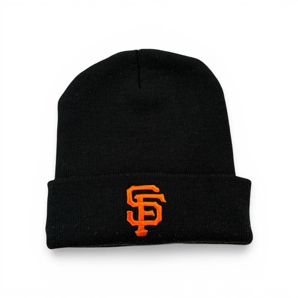 San Francisco Giants Cuffed Knit Black Beanie Orange Raised Embroidery Unisex SF